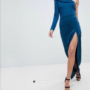 Blue one shoulder dress